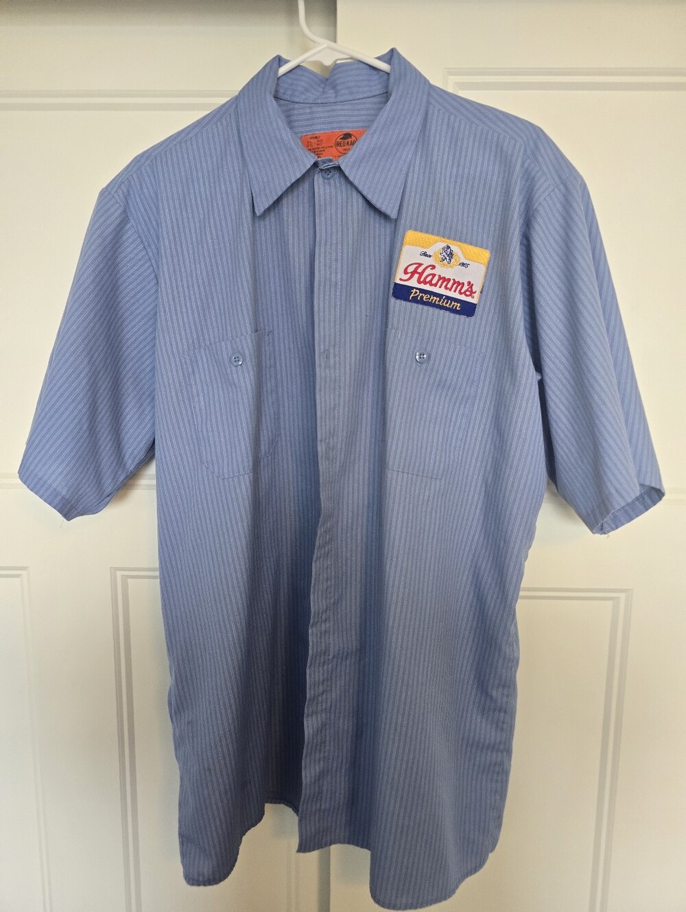 Vintage Red Kap Hamm’s Beer Work Shirt Short Sleeve XL Large Back Patch